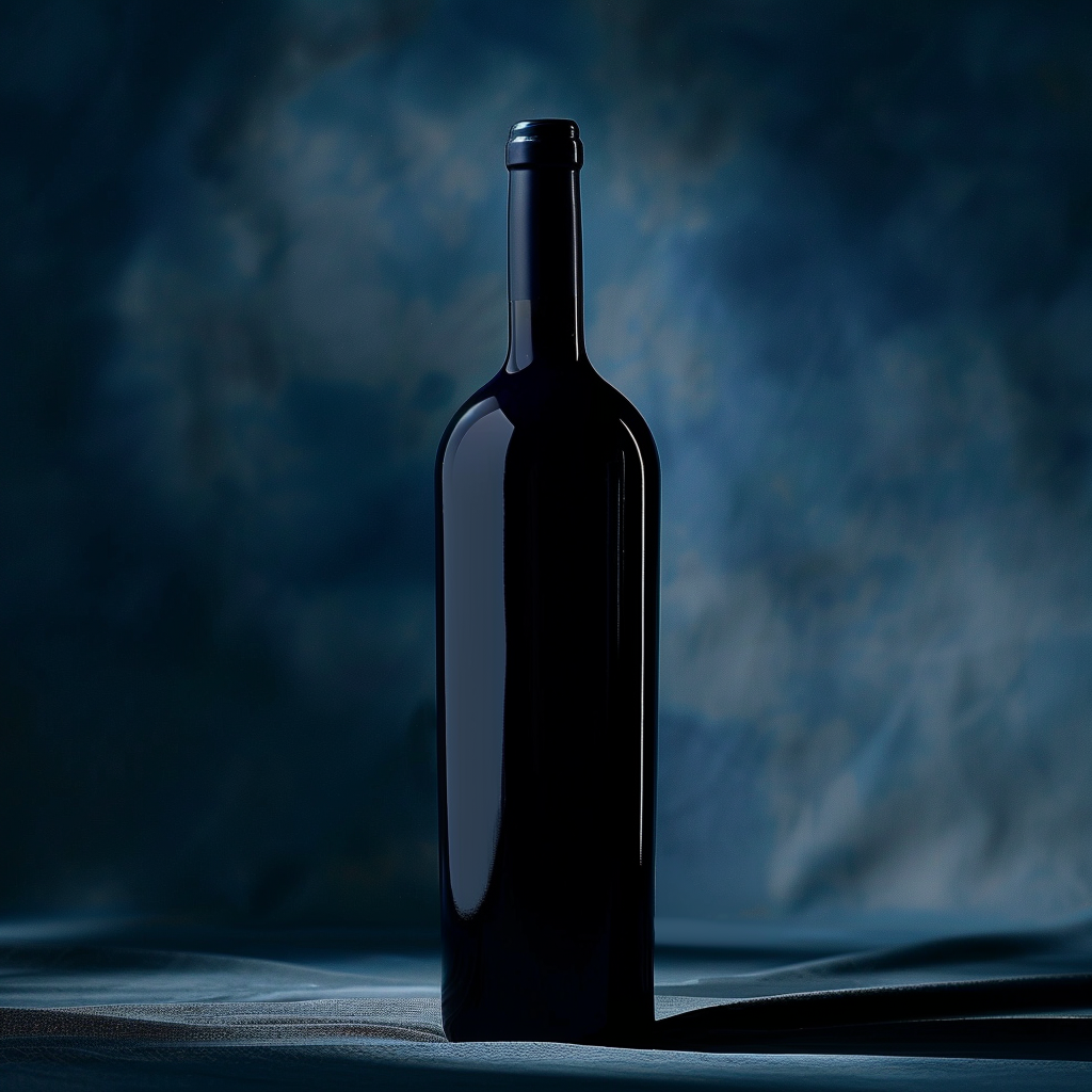 Dark blue luxury wine bottle