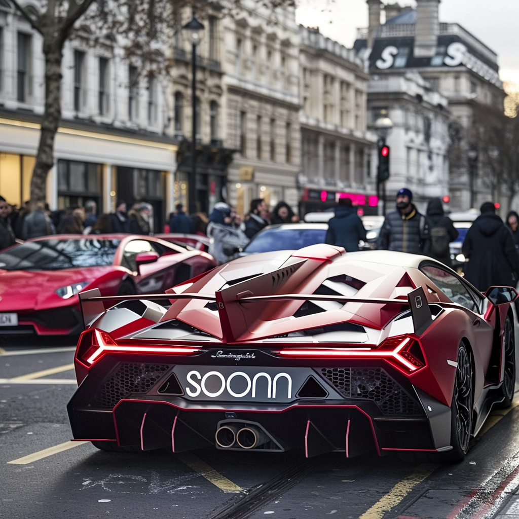 luxury bow London red Lamborghini