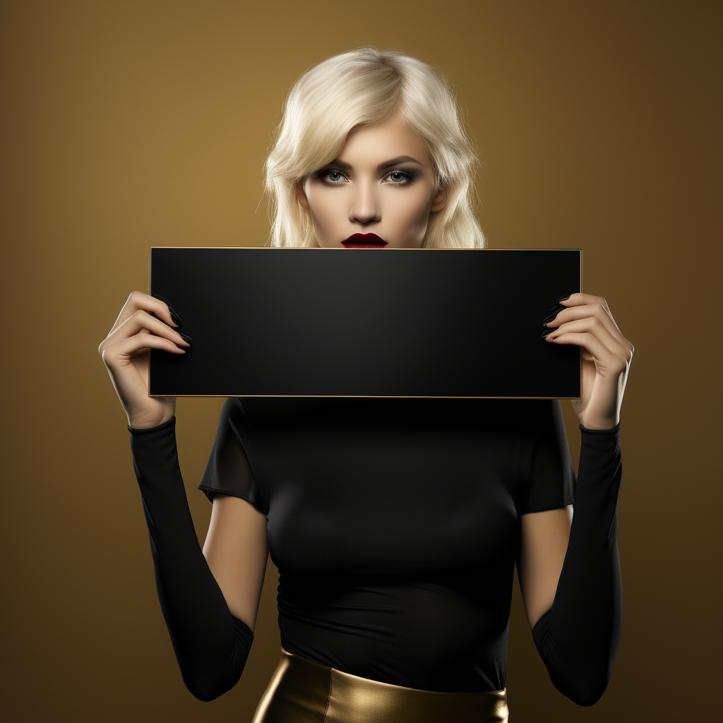 Luxury blonde model with blank plate