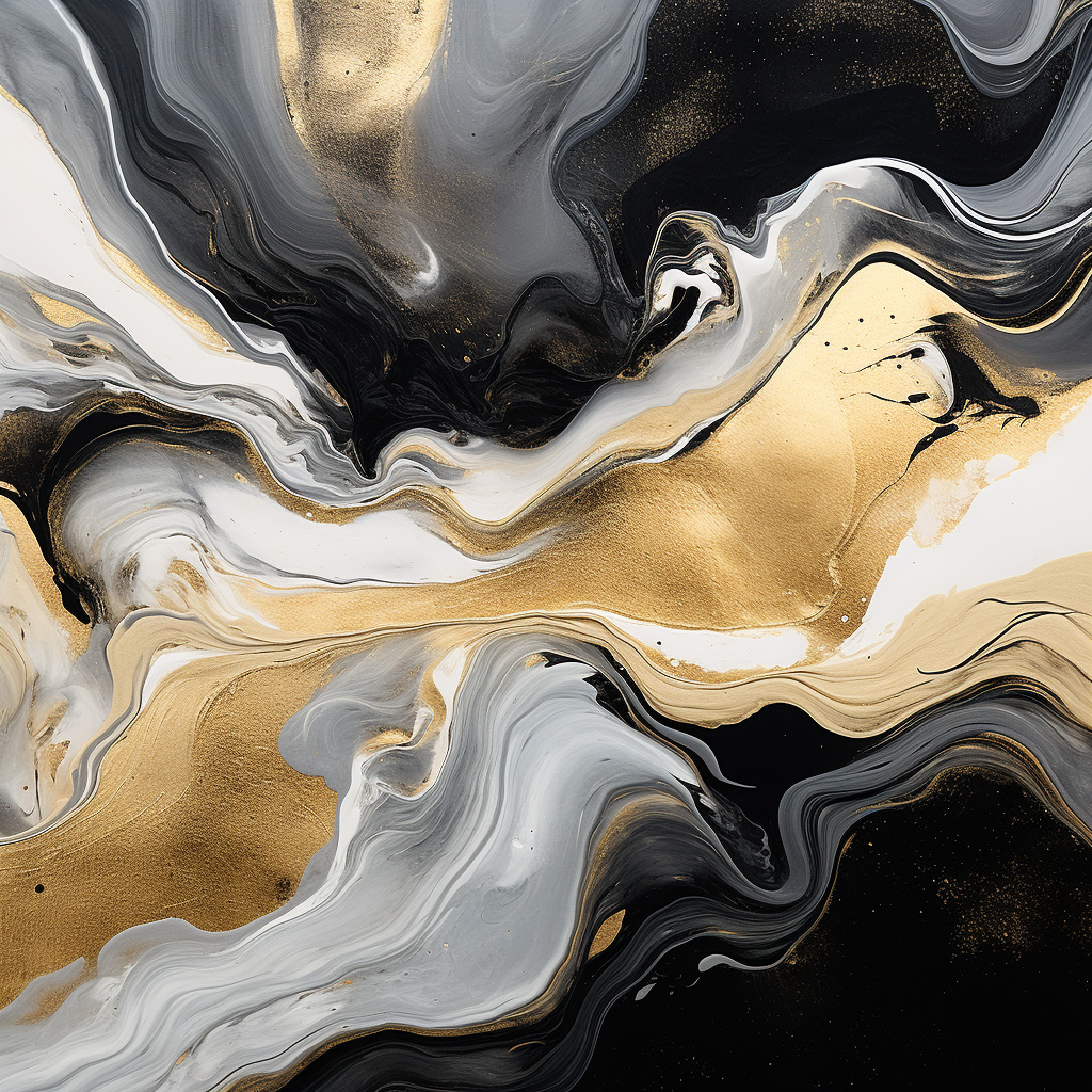 Luxury fluid painting in black, gray, white, gold