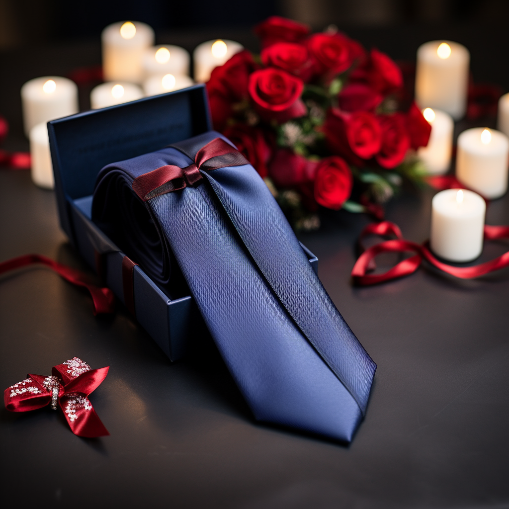 Luxury gift box tied with dark red ribbon