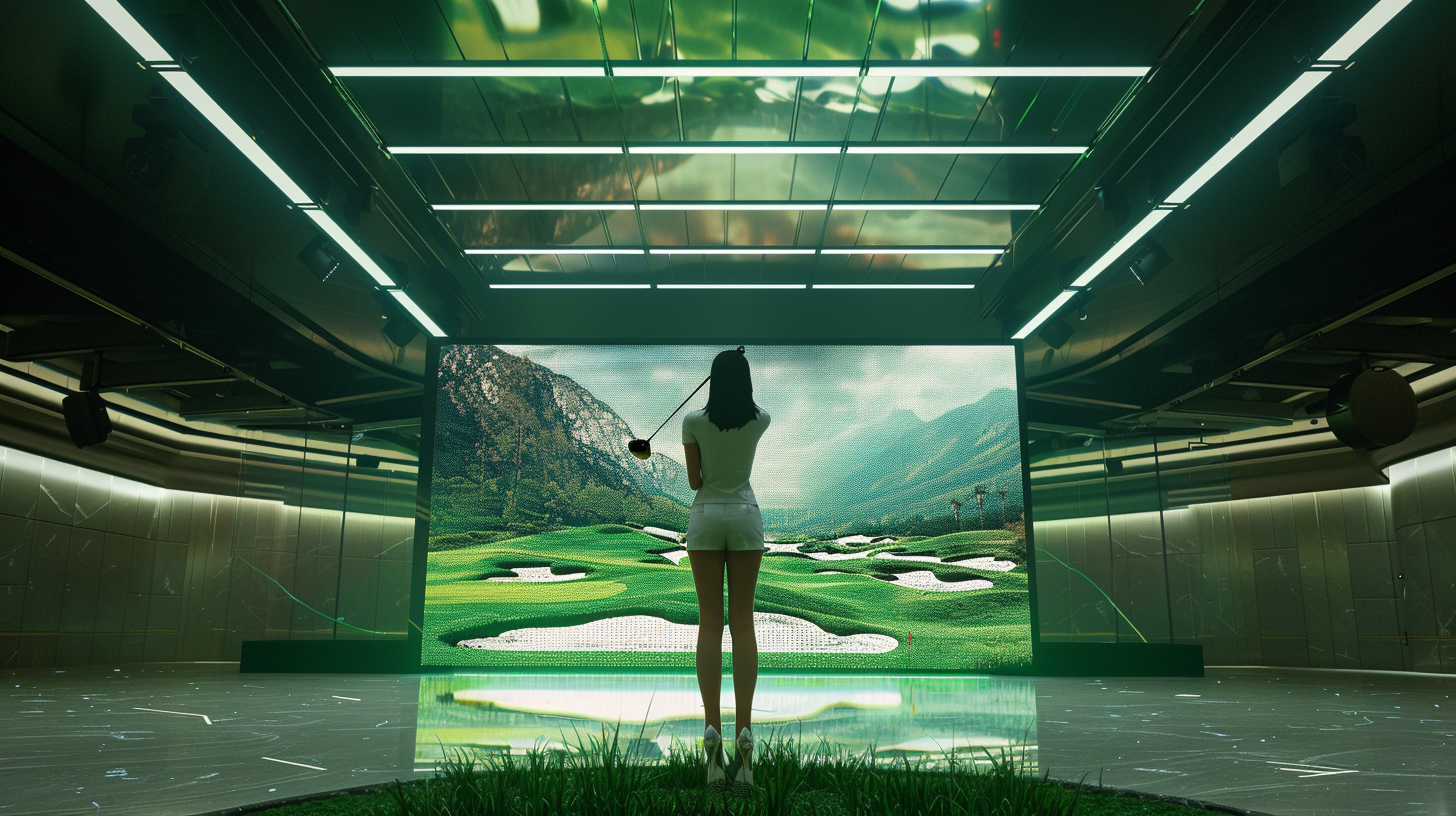 Female Golfer in Virtual Golf Course