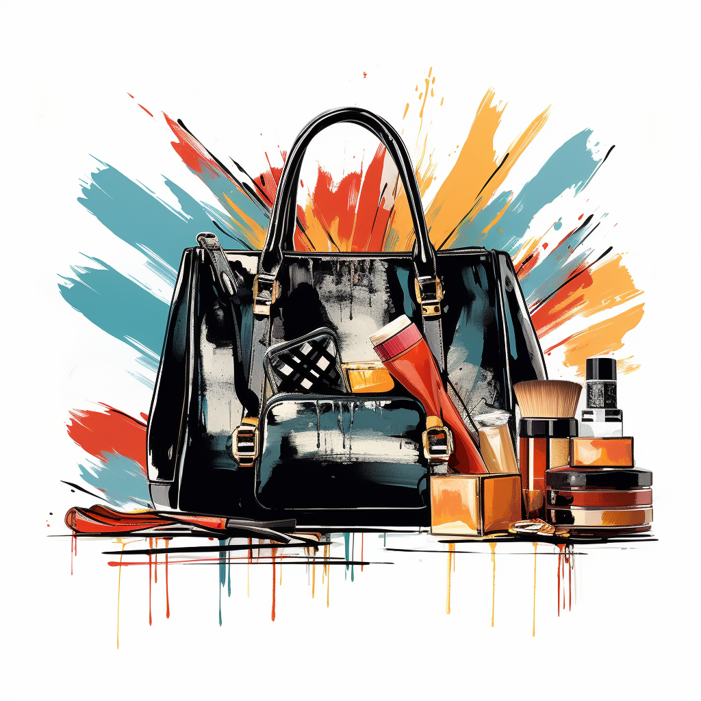 Stylish luxury handbag and accessories illustration