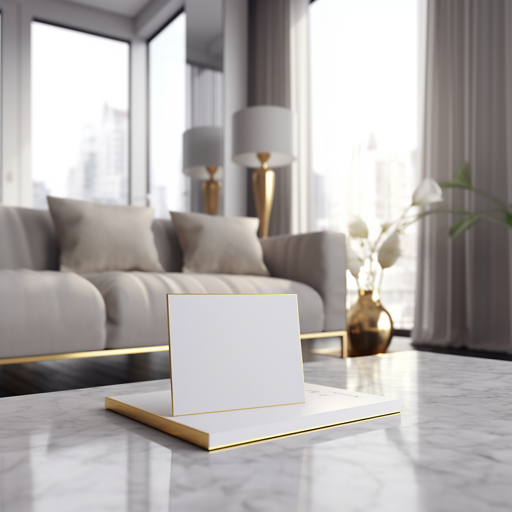 Business card on luxury home sidetable