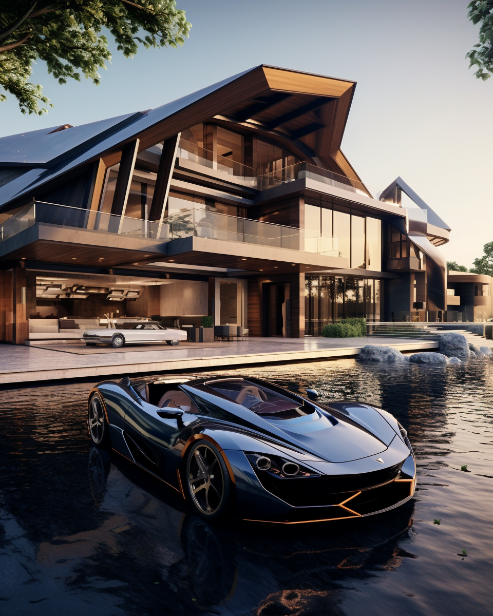 Luxurious house, boat, and Lamborghini