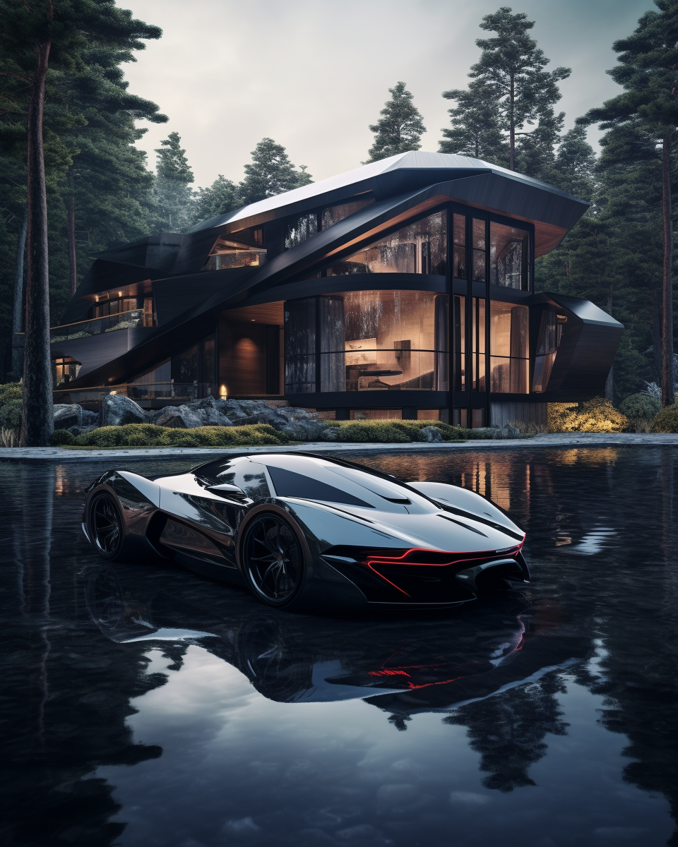 Luxury house with Lamborghini at garage