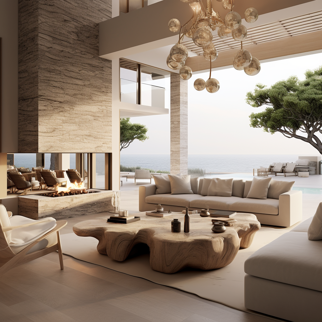 Luxury living room overlooking the sea