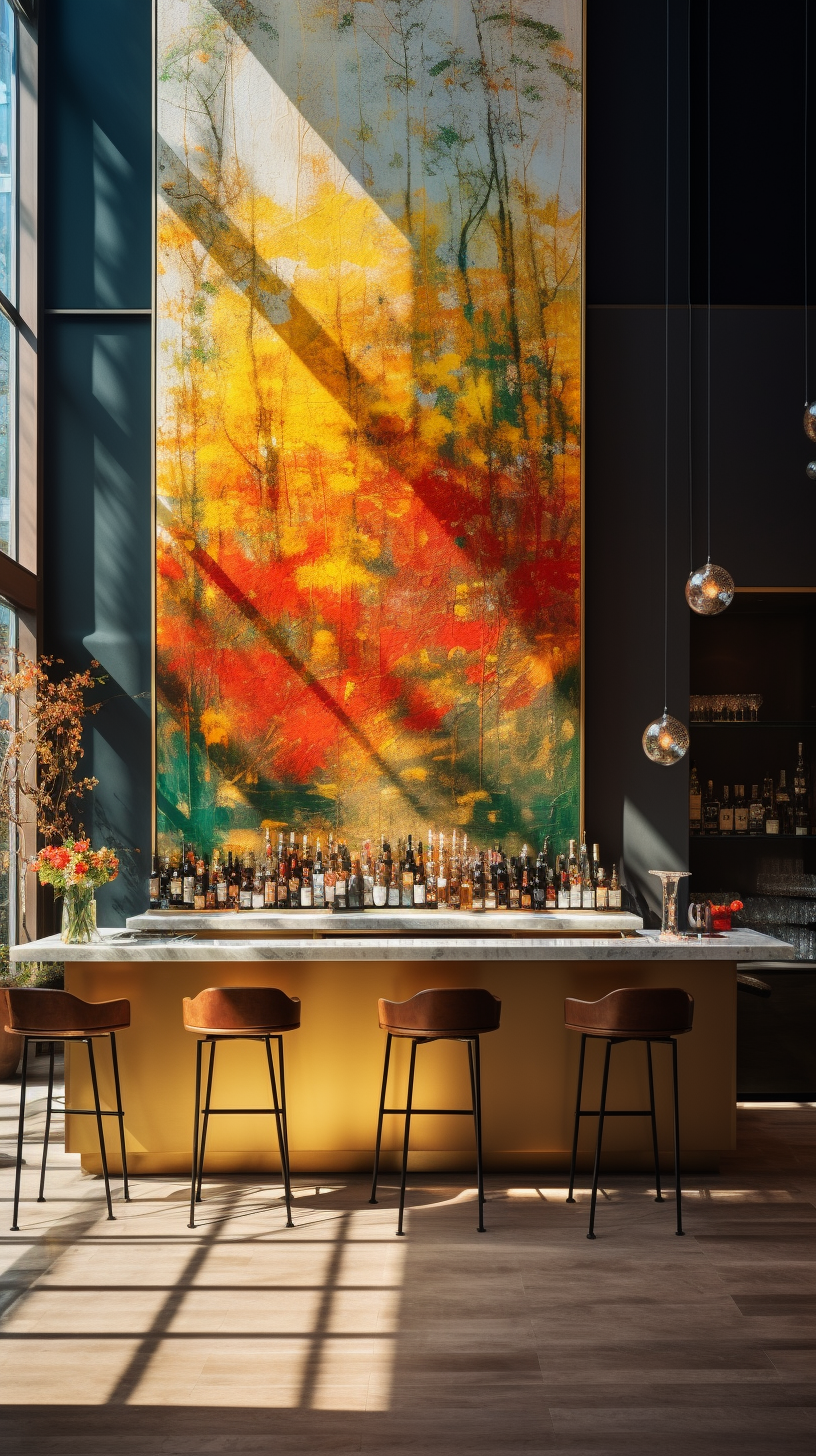 Ultra Luxury Modern Bar Interior with Painting