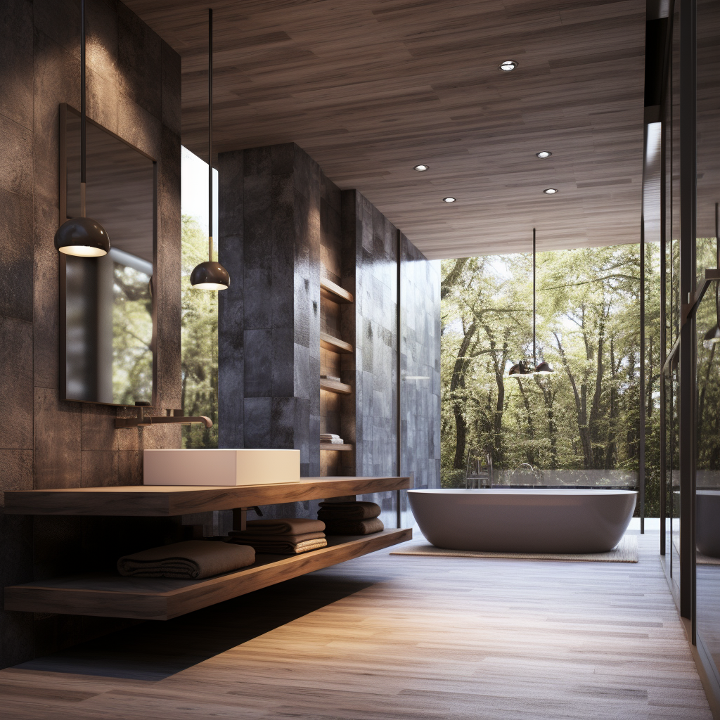 Luxury modern bathroom with natural lighting