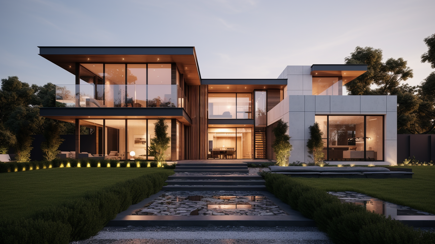 Luxury modern home front view