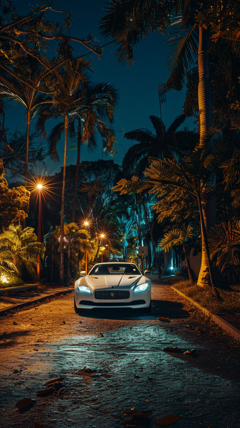 Luxury modern supercar at night