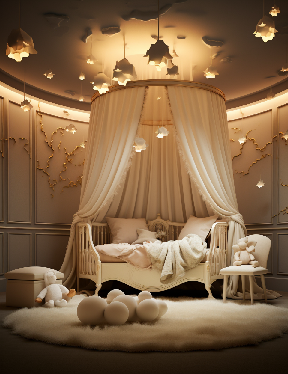 Elegant luxury nursery with stylish furniture