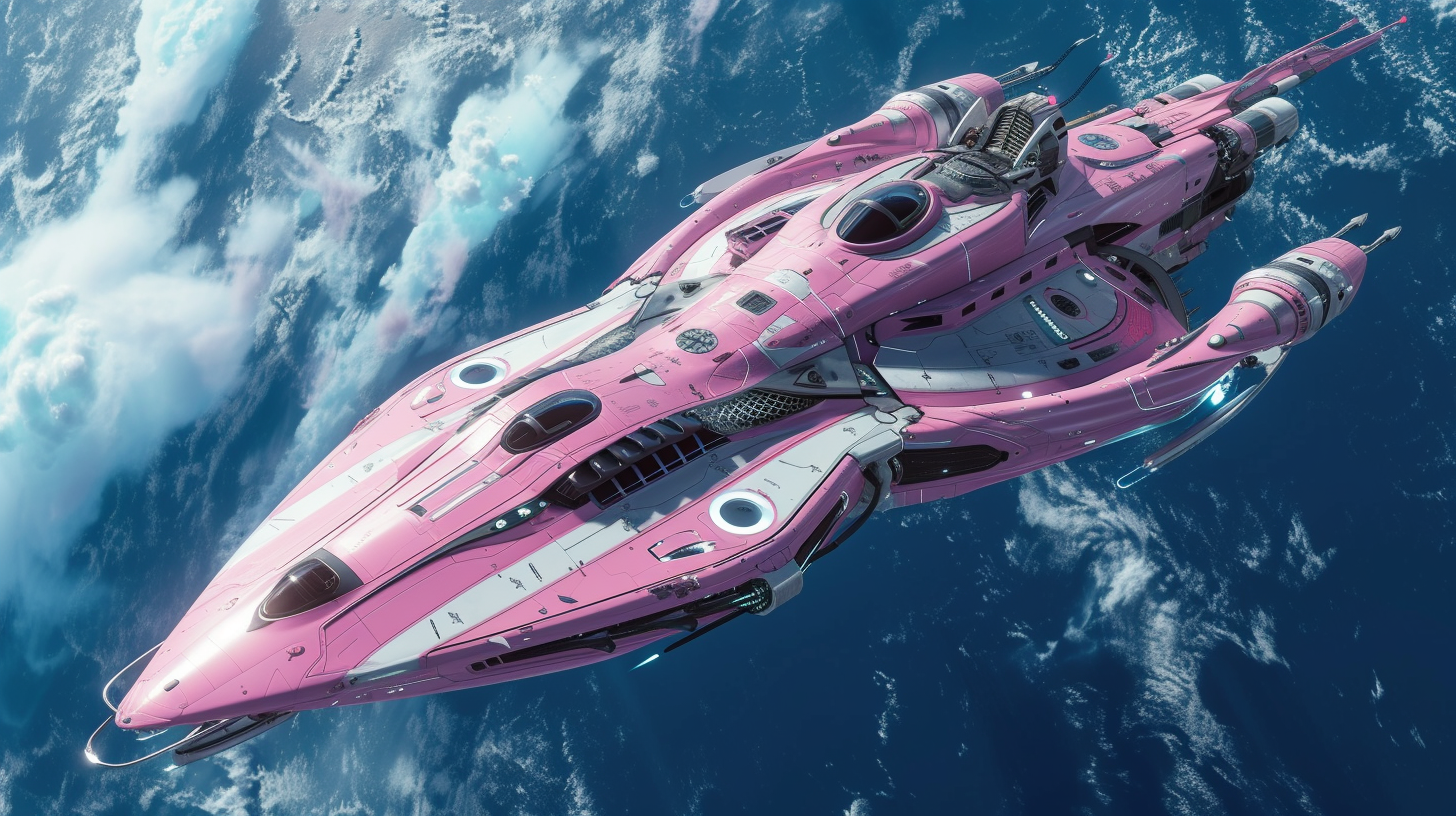 Luxurious Pink Aluminum Space Ship