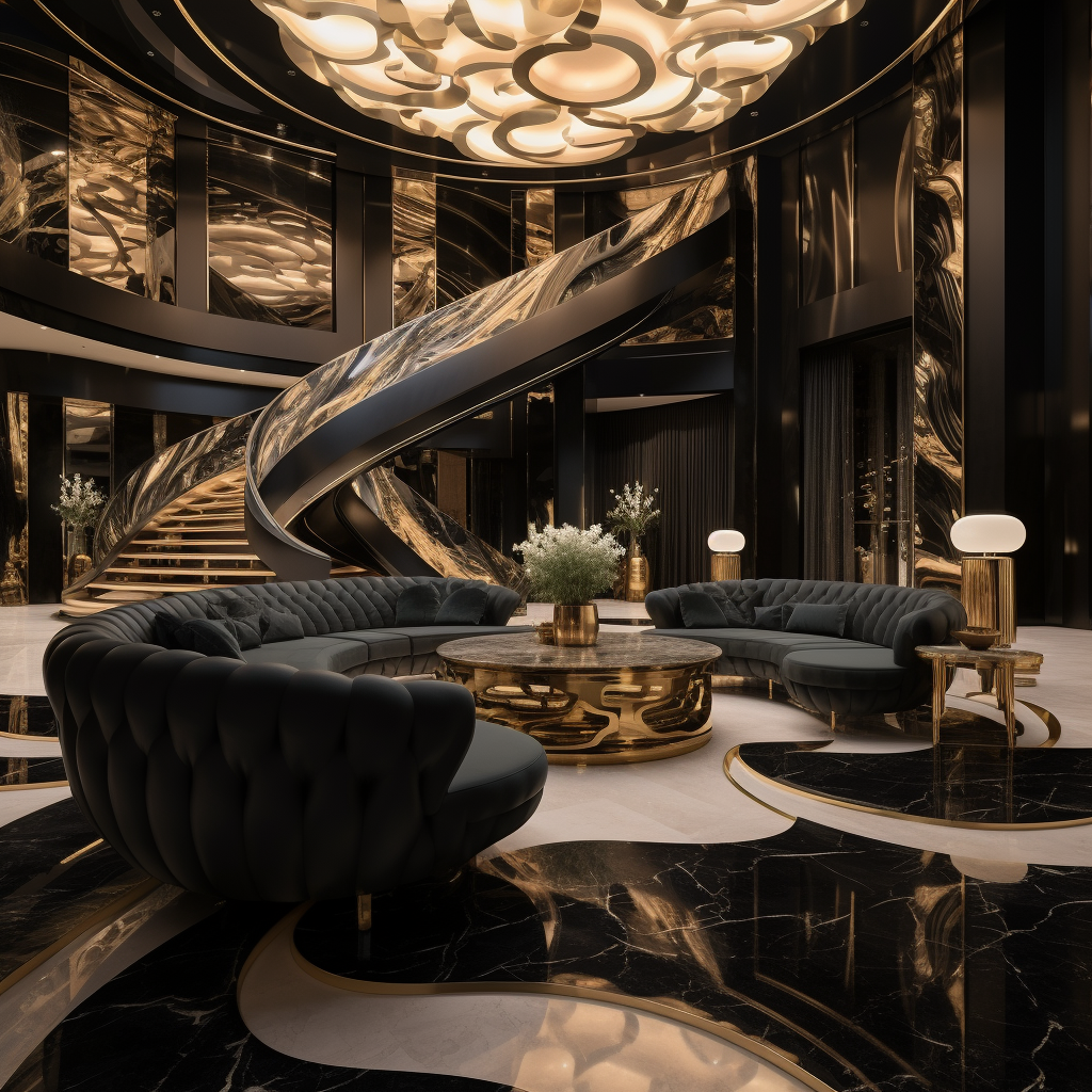 Luxury postmodern reception design interior