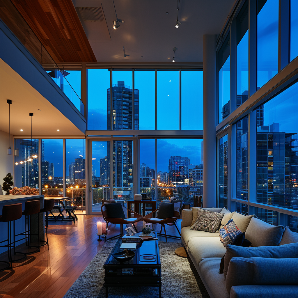 Penthouse interior evening luxury real estate