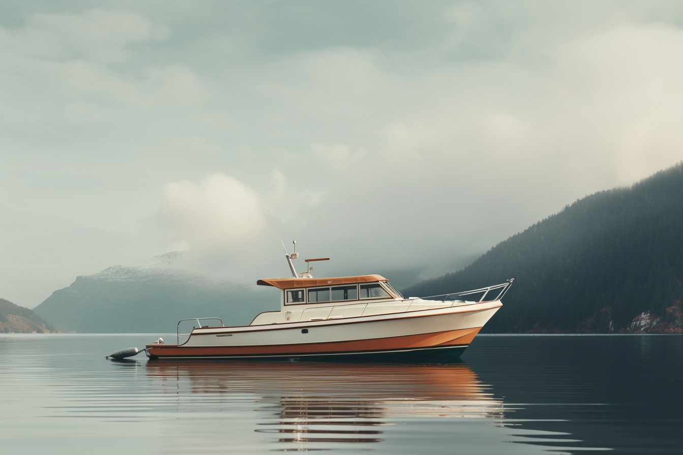 Luxury small boat in stunning lake scenery