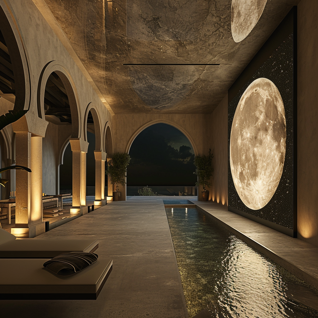 Luxury spa with moon projection