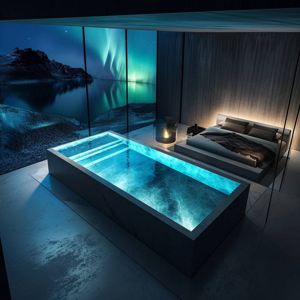 Luxury Spa with Night Aurora Borealis Video Wall