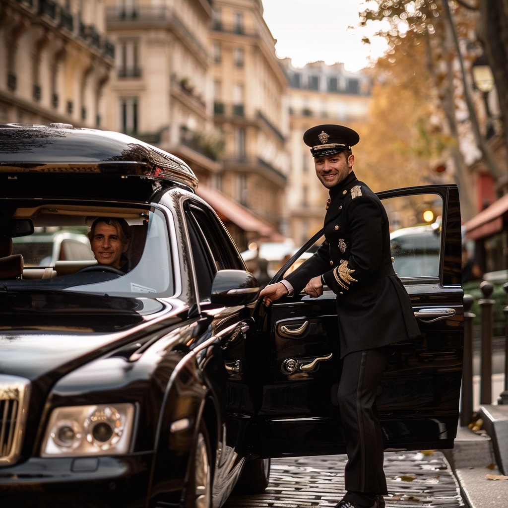 elegant luxury taxi driver smiling