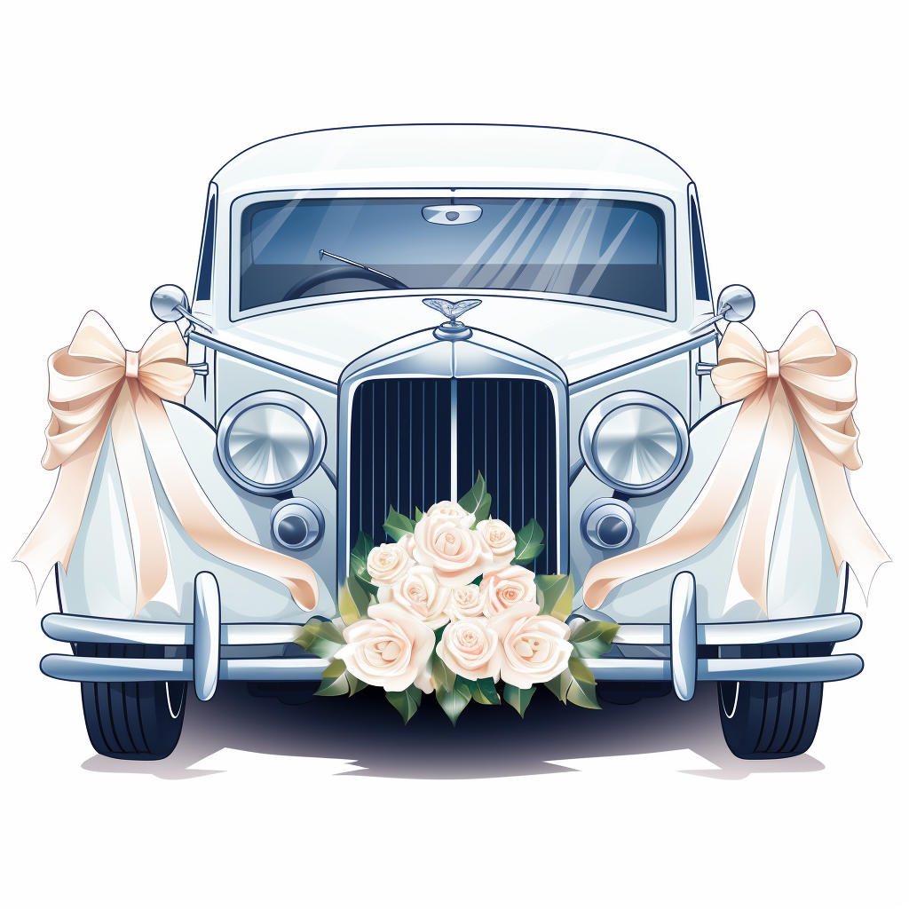 Luxury wedding car with decorative stickers