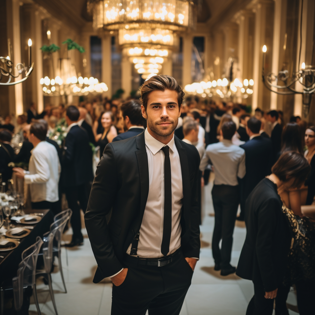 Man at luxury wedding reception