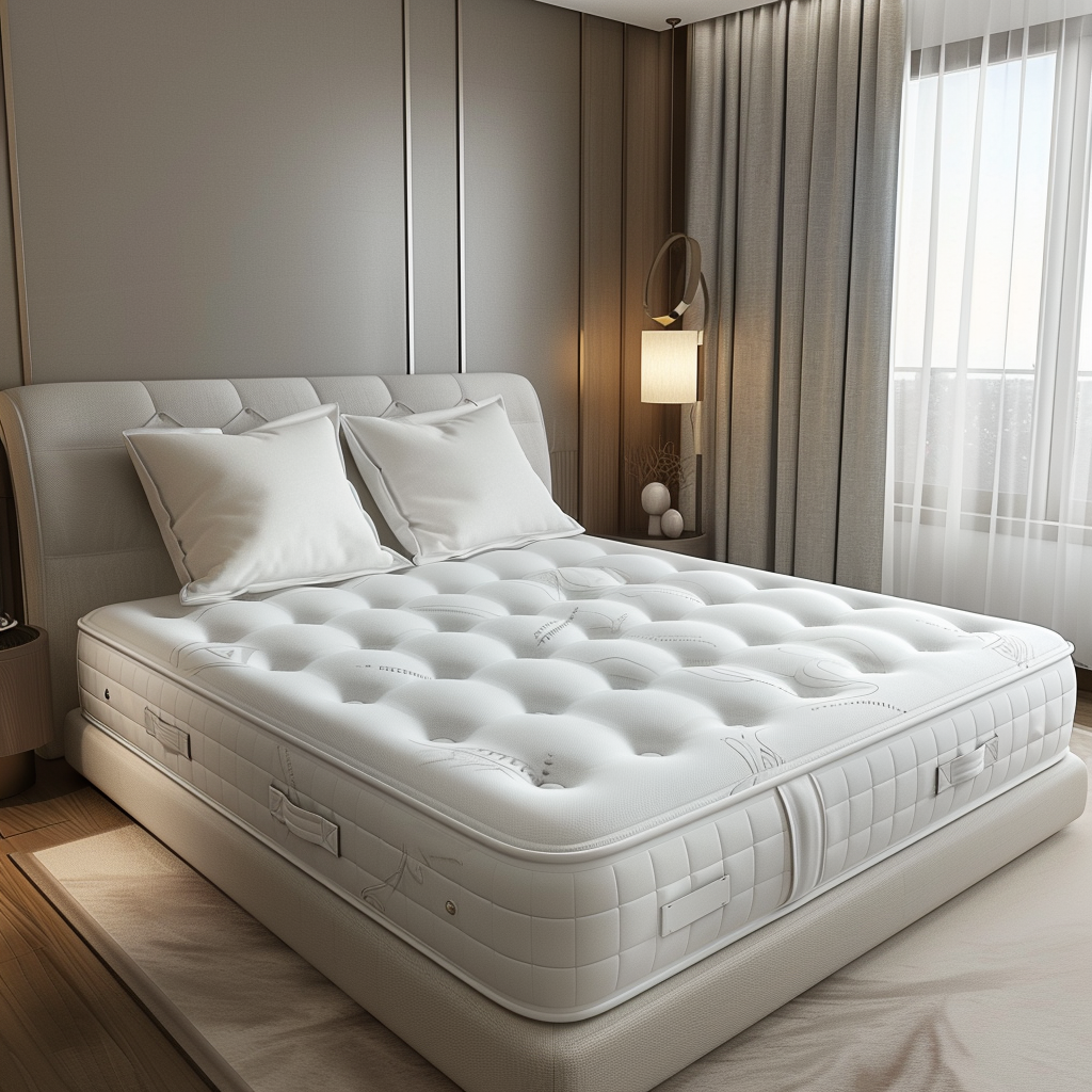 White mattress with pillows luxury bedroom