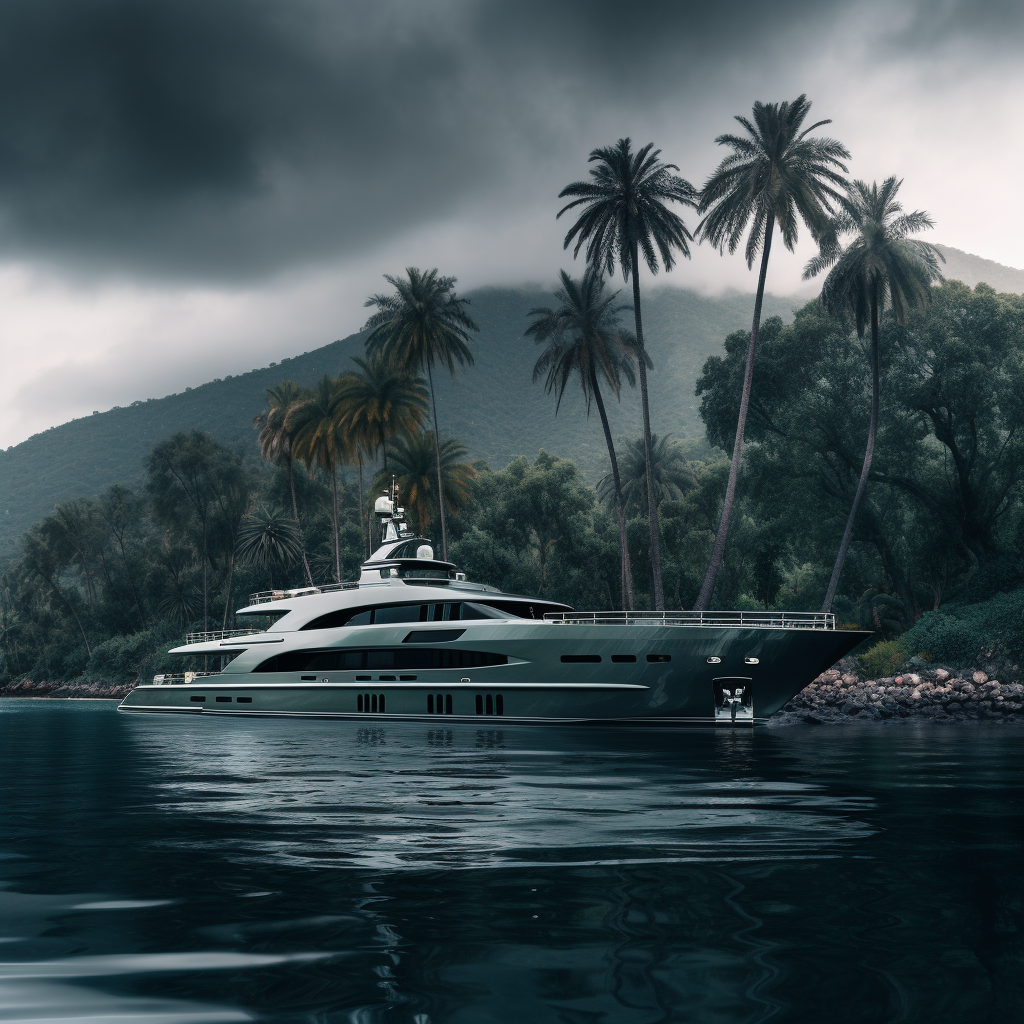 Sinister luxury yacht on the ocean