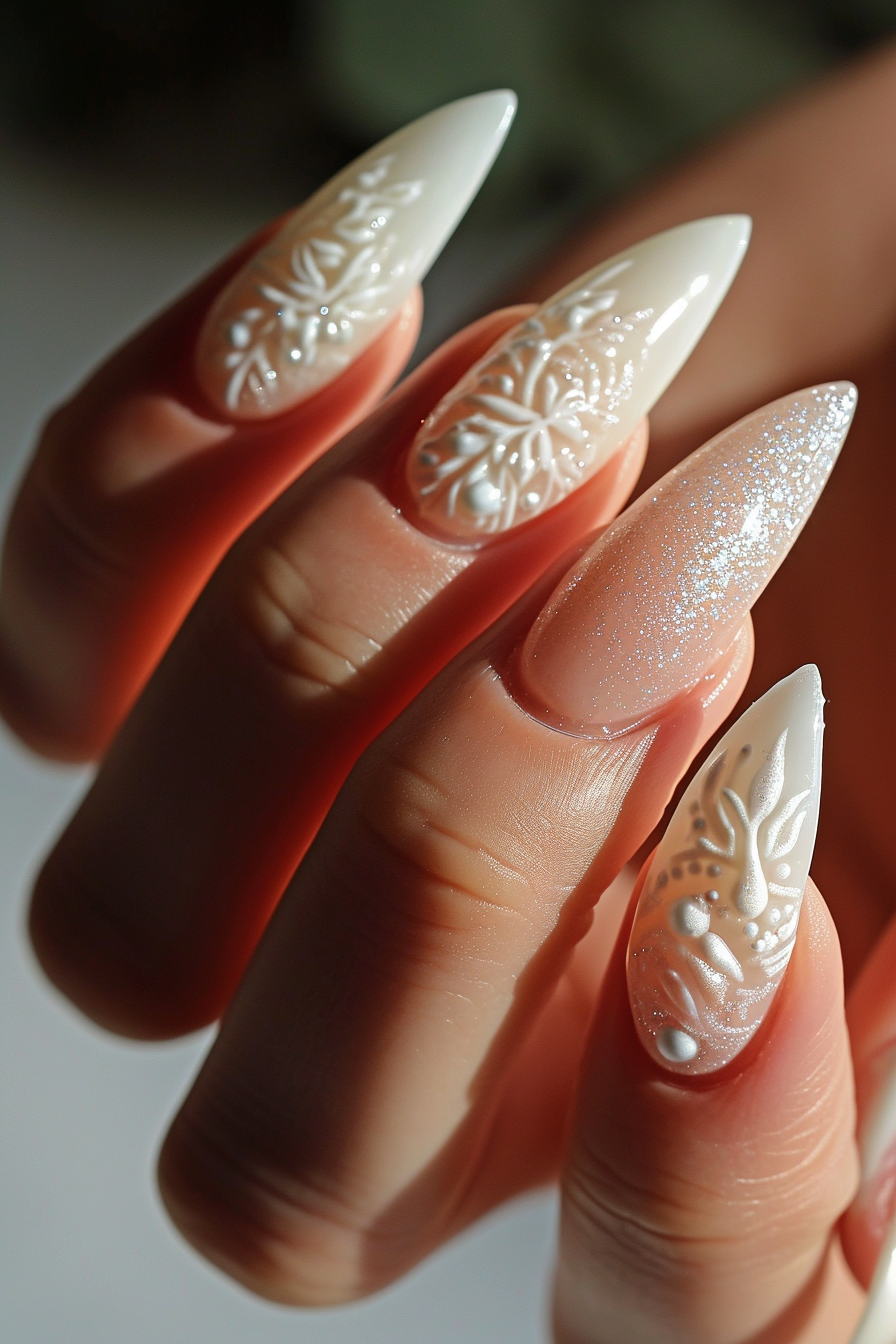 Close up of luxury decorated nails