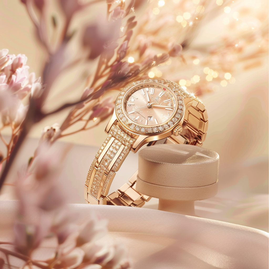 Stunning luxury female watch with diamonds