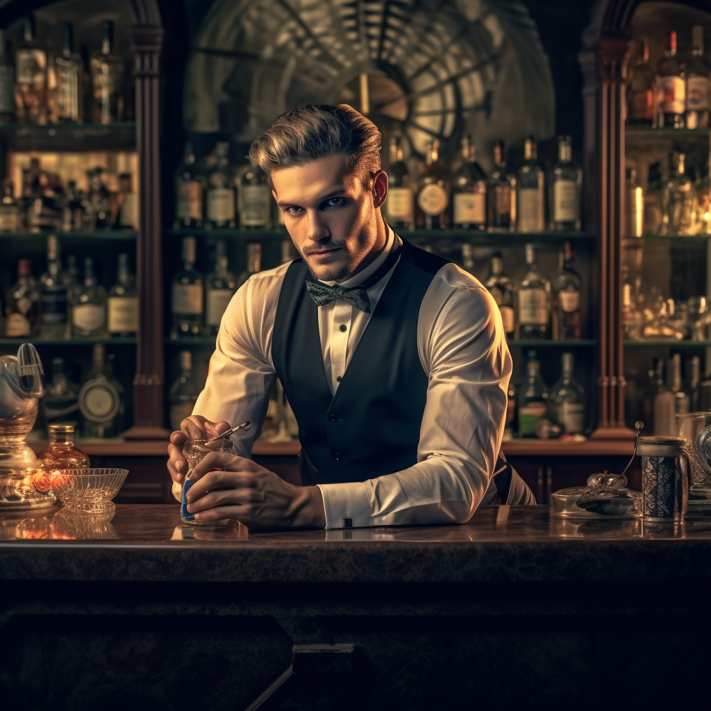 Stylish bartender serving luxury cocktails