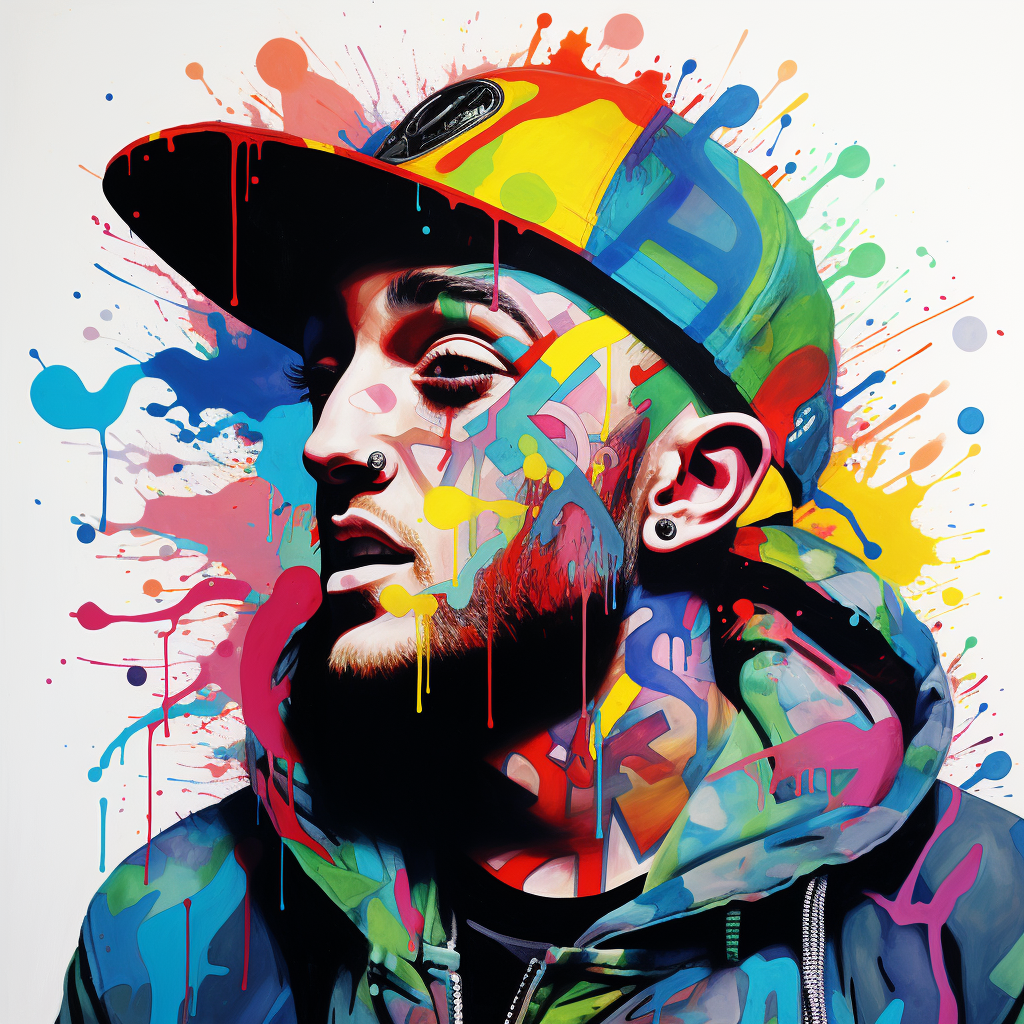 Mac Miller in colorful graffiti pop art