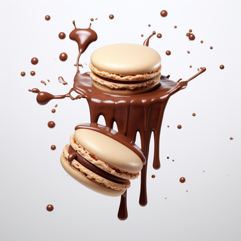 Tempting Macaron with Dripping Chocolate