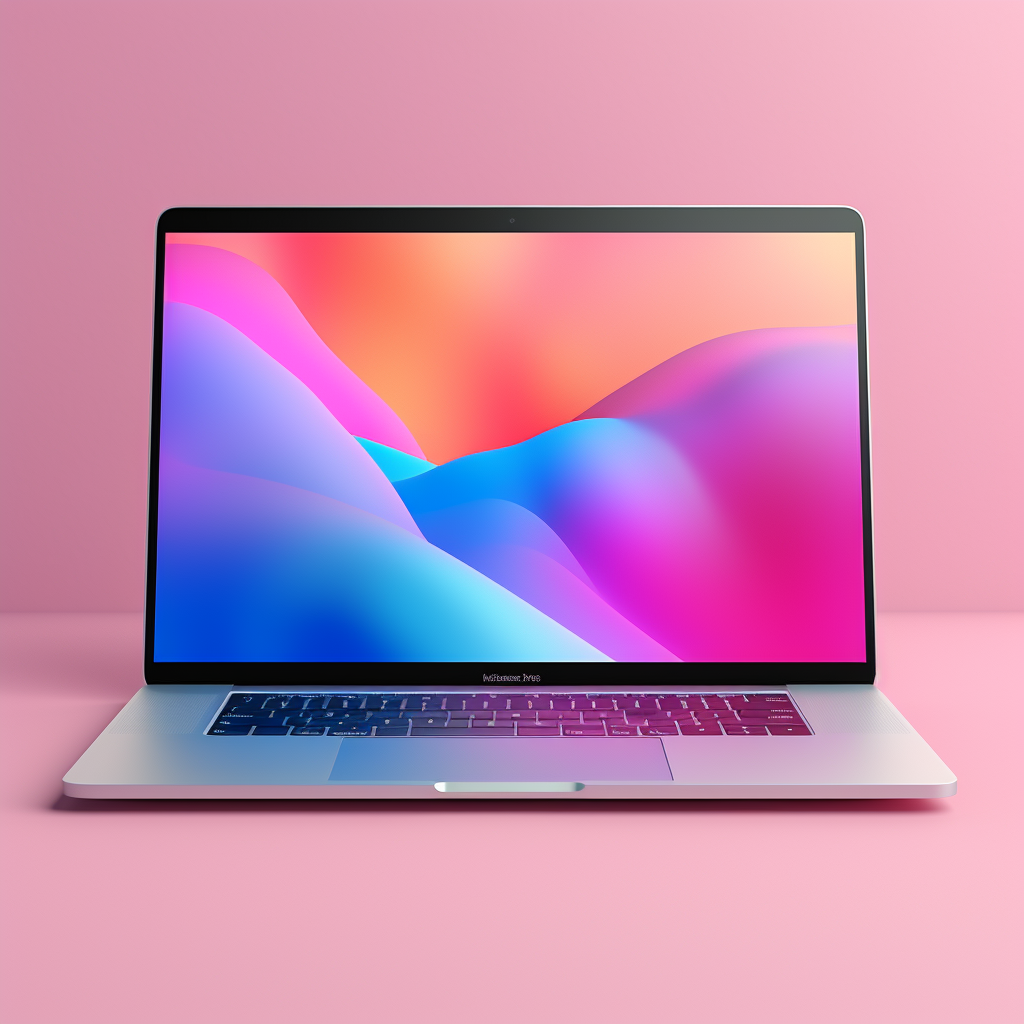 MacBook laptop mockup on vibrant pastel background