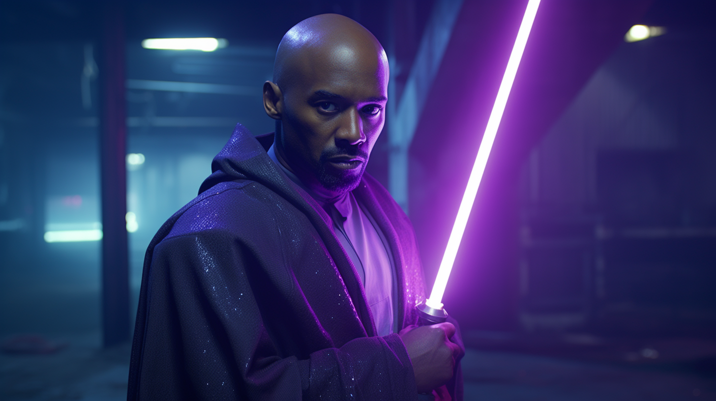 Mace Windu Tupac in Cyberpunk Realism