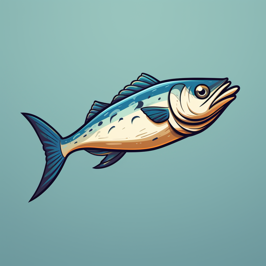 Cartoon mackerel logo character