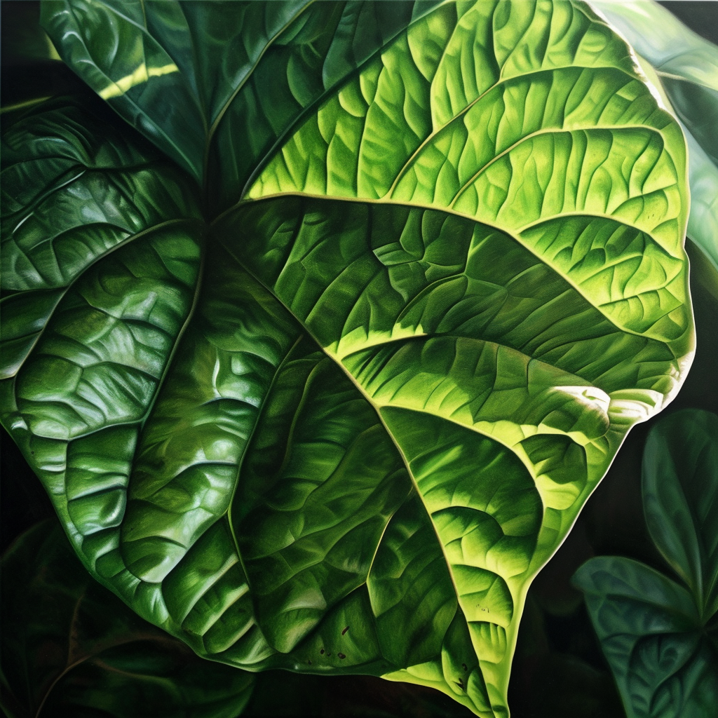 Close-up of Hyperrealistic Green Leaves