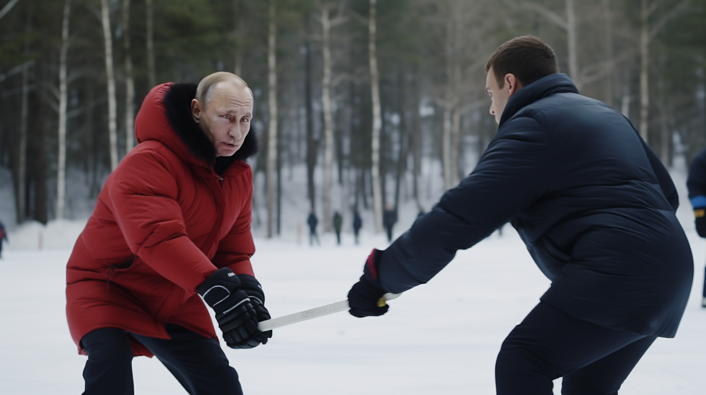 Leaders playing hockey in realistic style