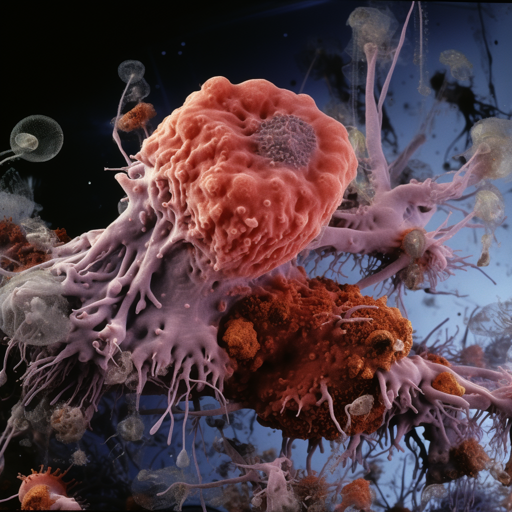 Macrophage consuming bacterium in action