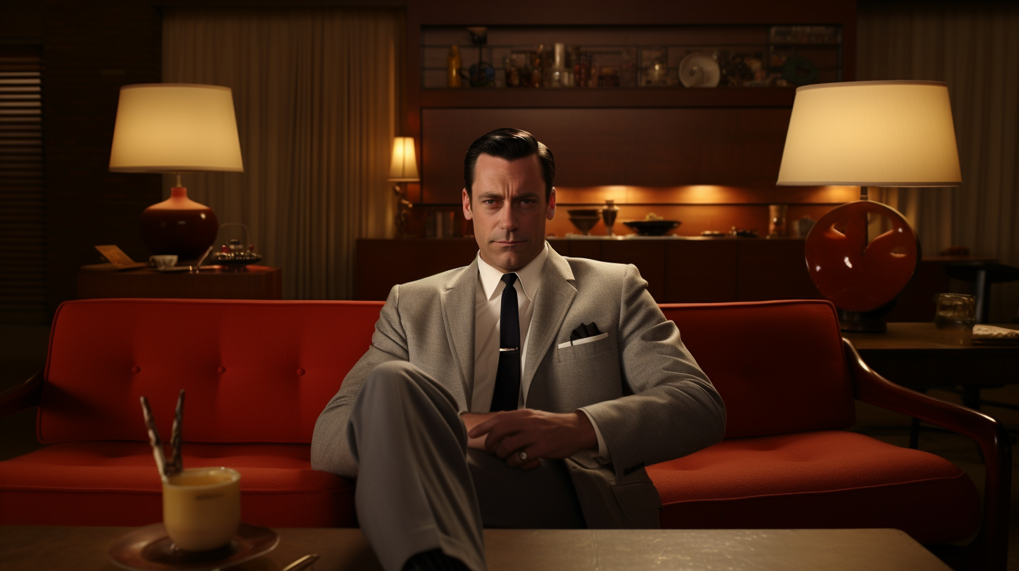 Cinematic still from Mad Men TV show