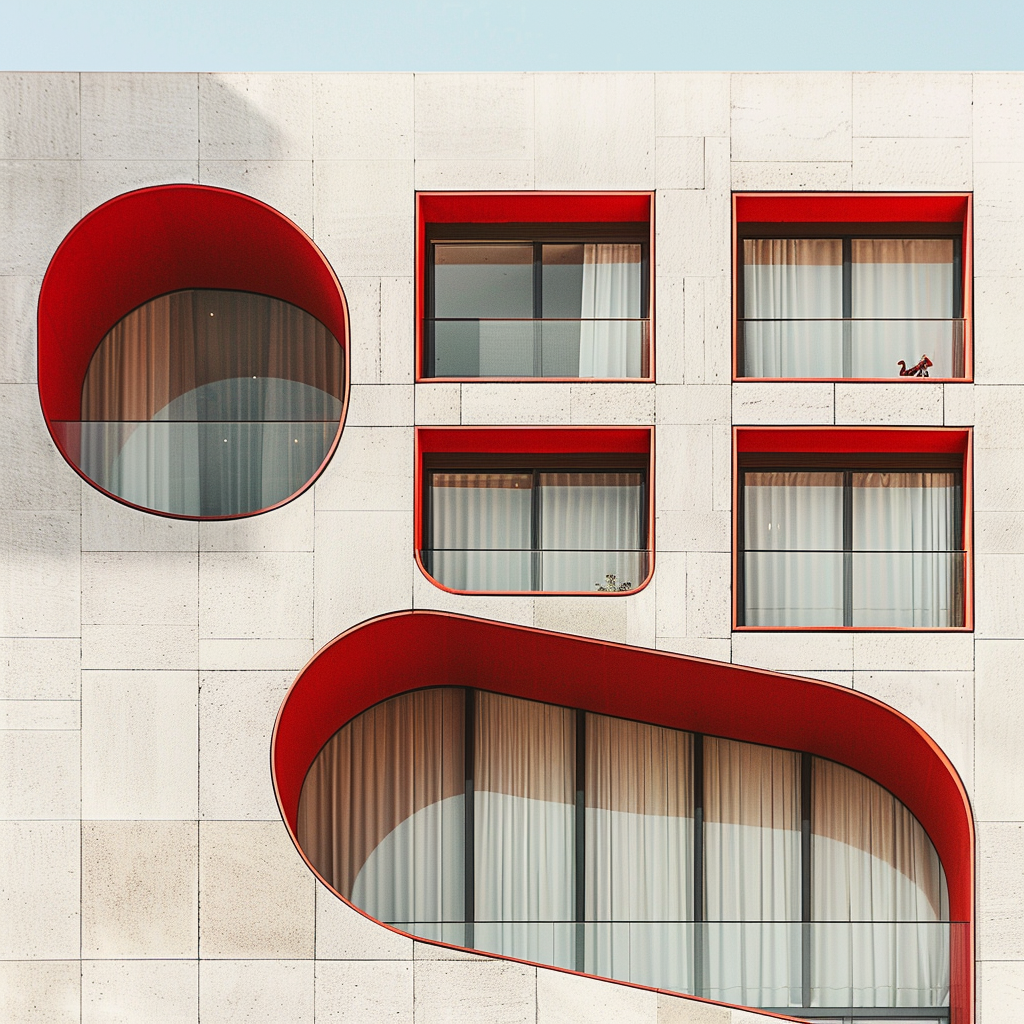 White and red building in Madrid