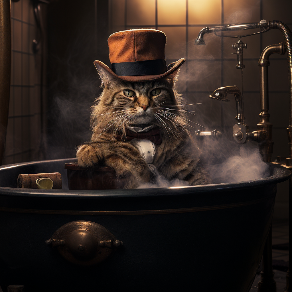 Mafieux smoking cigar in bathtub