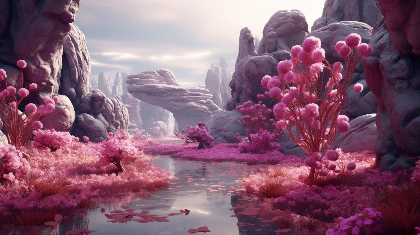 Stunning magenta fantasy landscape image