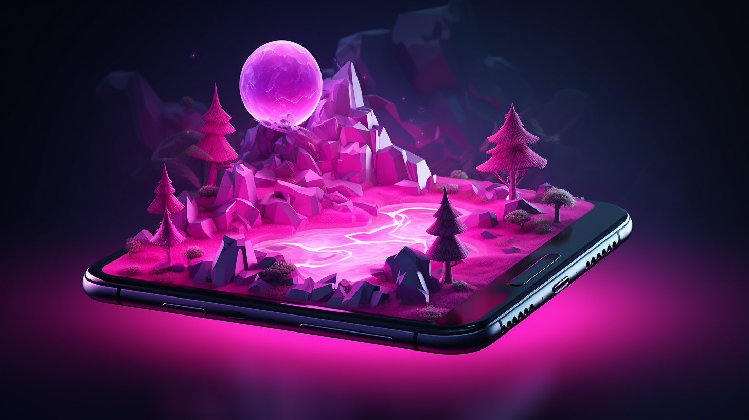 Magenta mobile game with low-poly graphics