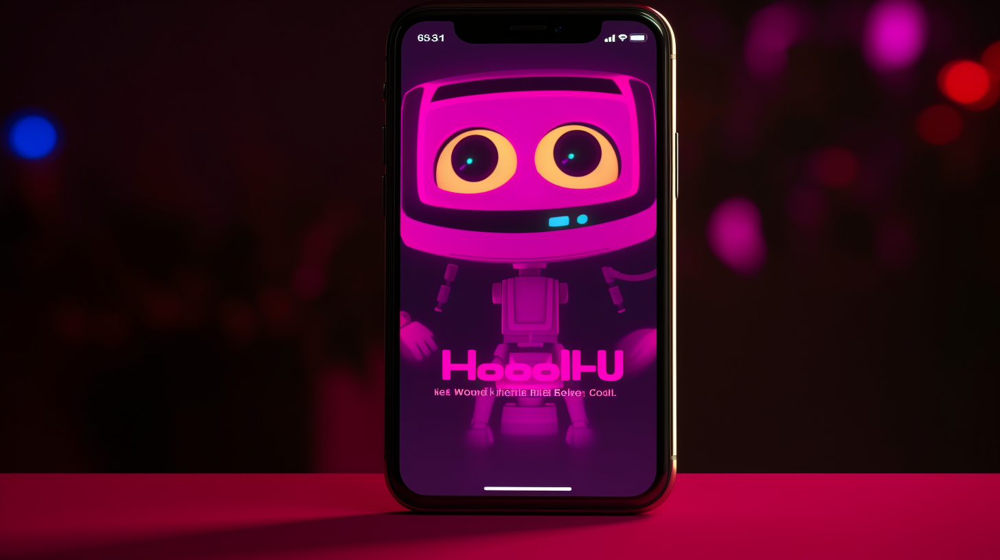 Magenta chatbot screen with friendly greeting