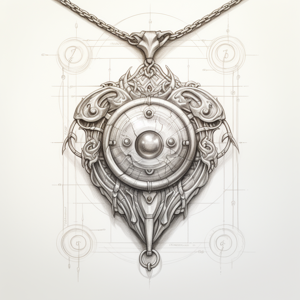 Magic Amulet with Runes Sketch