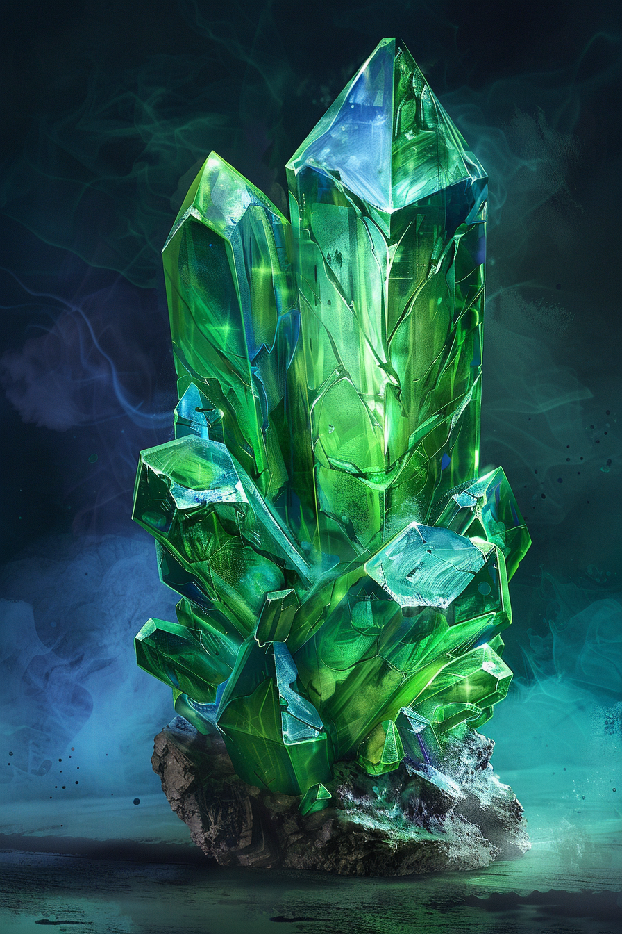 magic green blue sculpted crystal