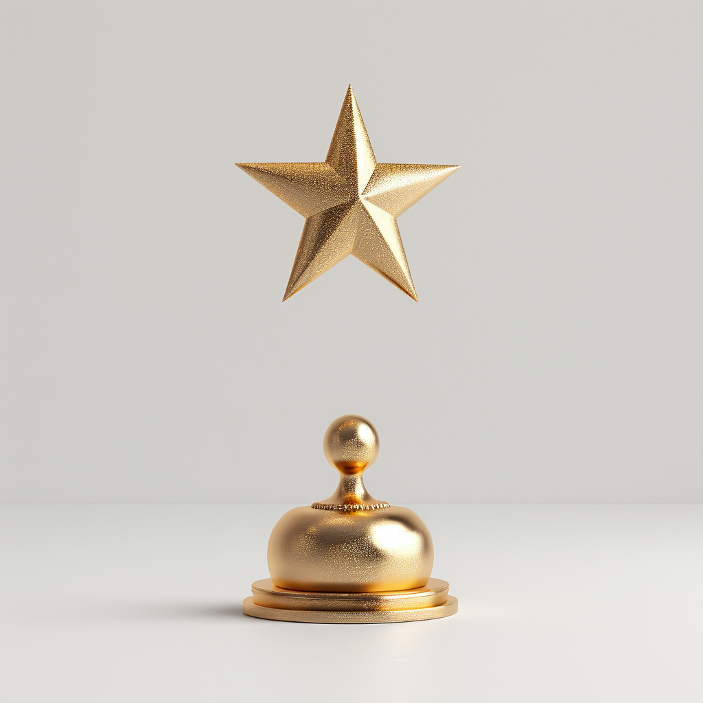 golden star floating on golden pedestal