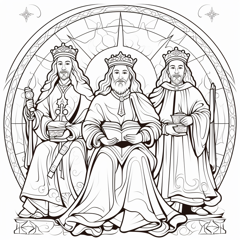 Three Magic Kings Gifts Coloring Page