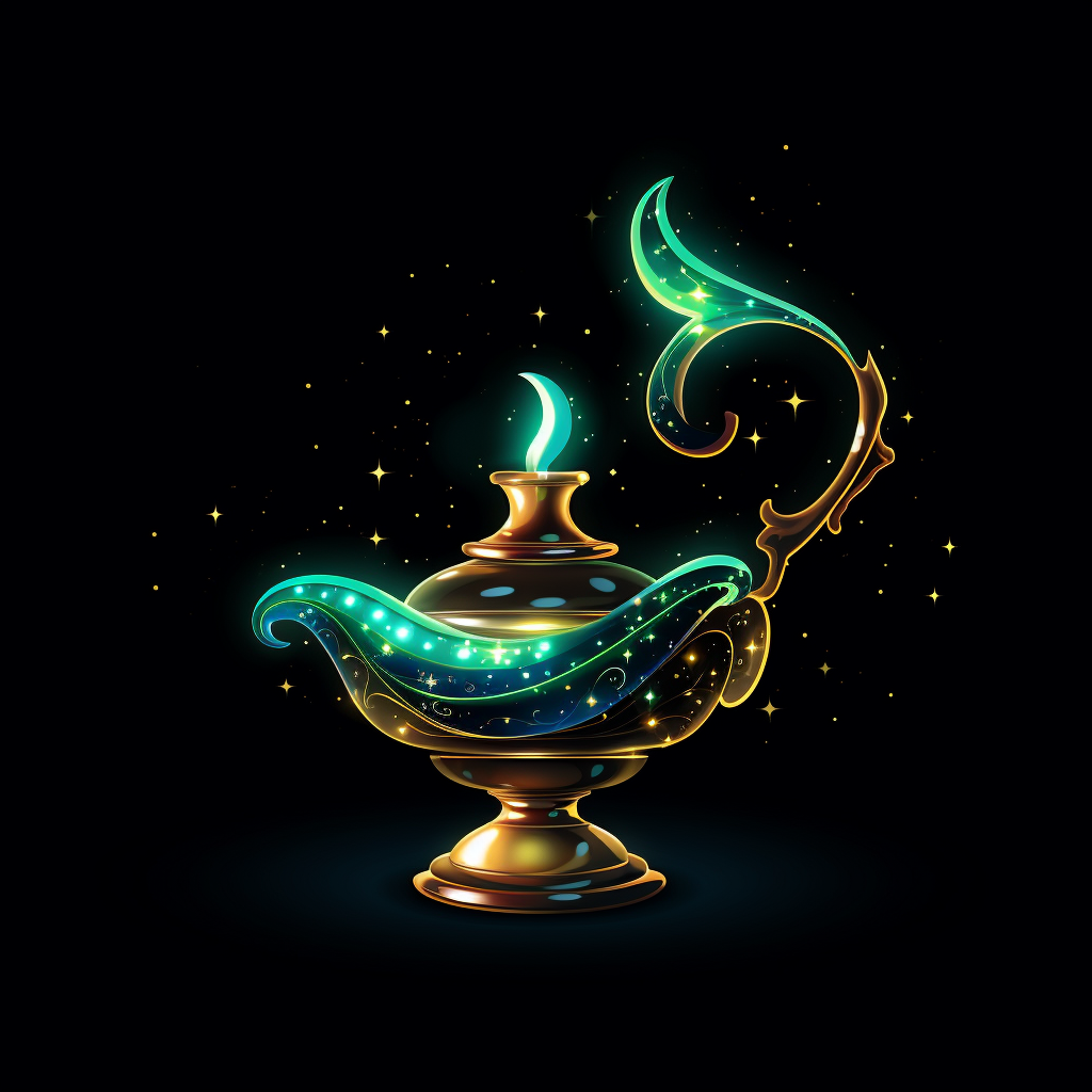 Simple magic lamp on black background