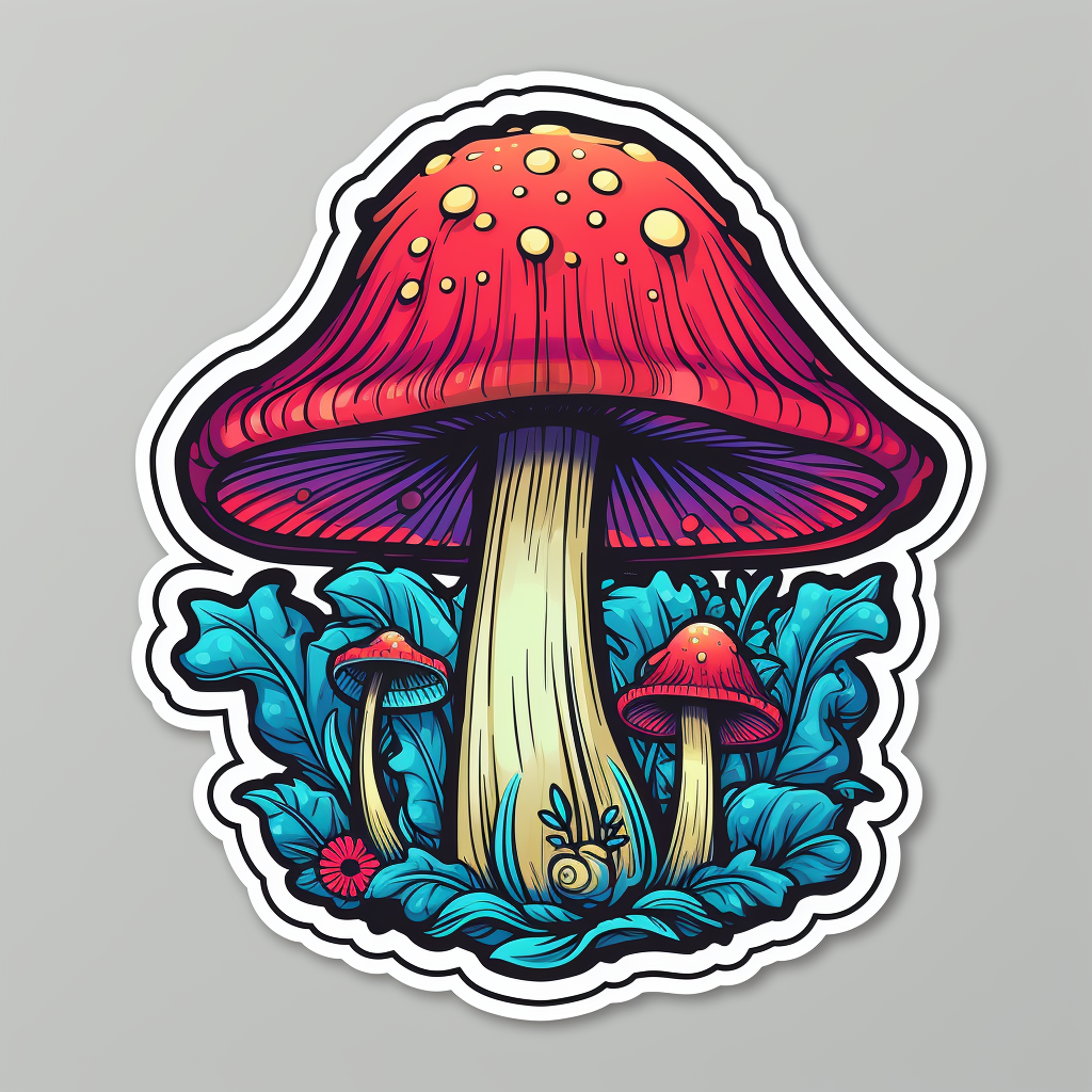 Clean outline magic mushroom pop culture sticker